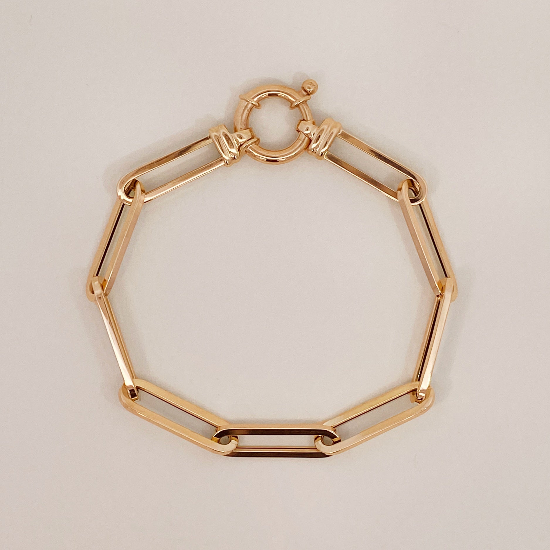 Golden Bold Link Bracelet with Springlock