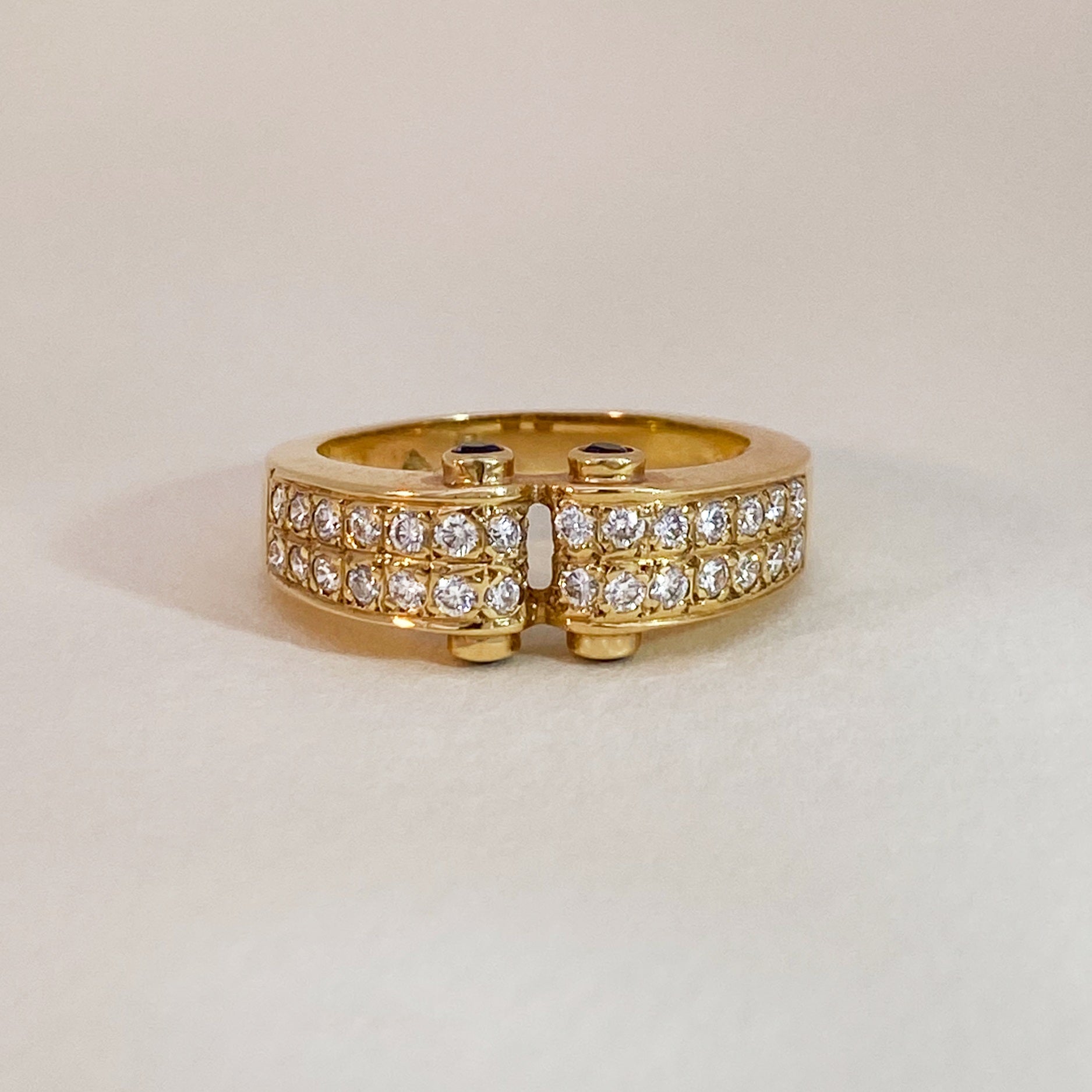 Golden Double Diamond Arche Ring