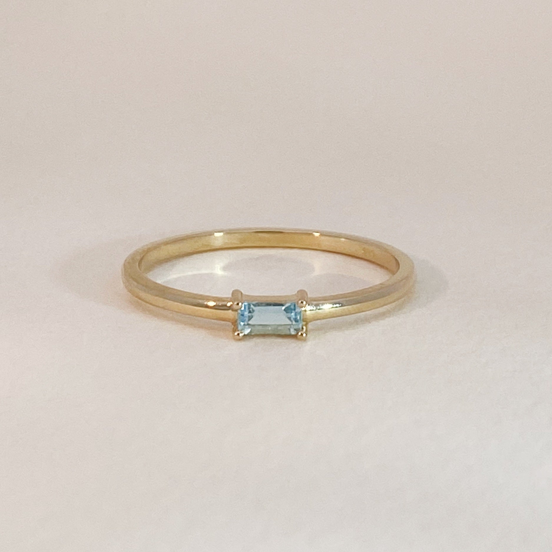 Gouden Aquamarijn Baguette Ring