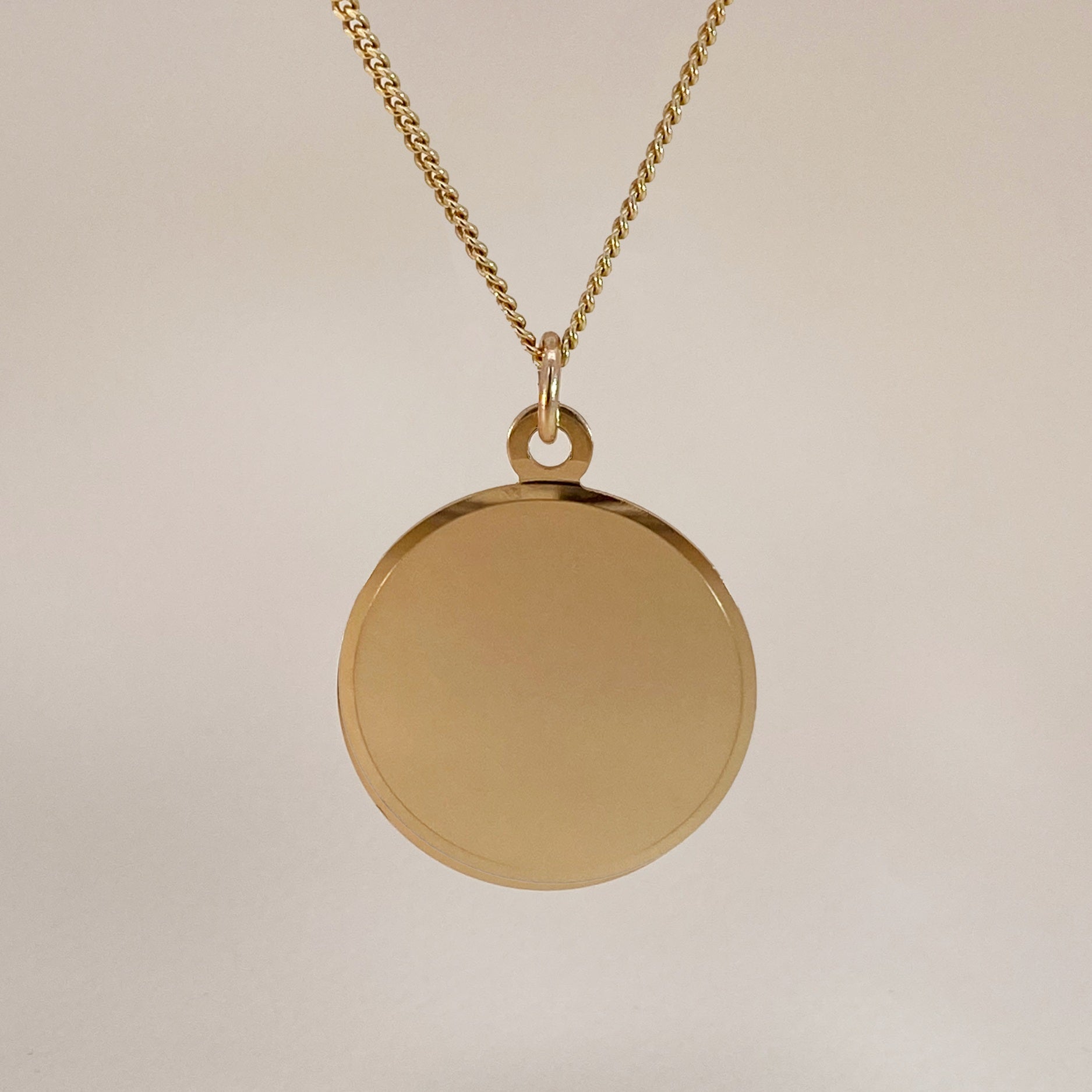 Mirror Coin Pendant Large Necklace
