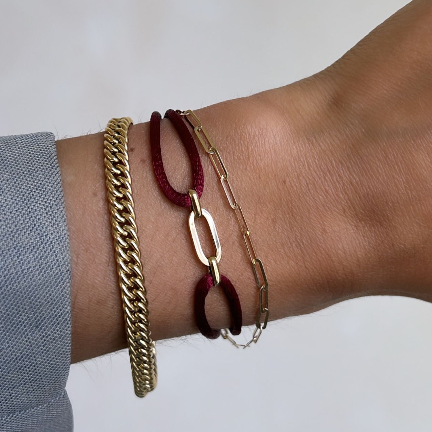 Satijn armband link burgundy