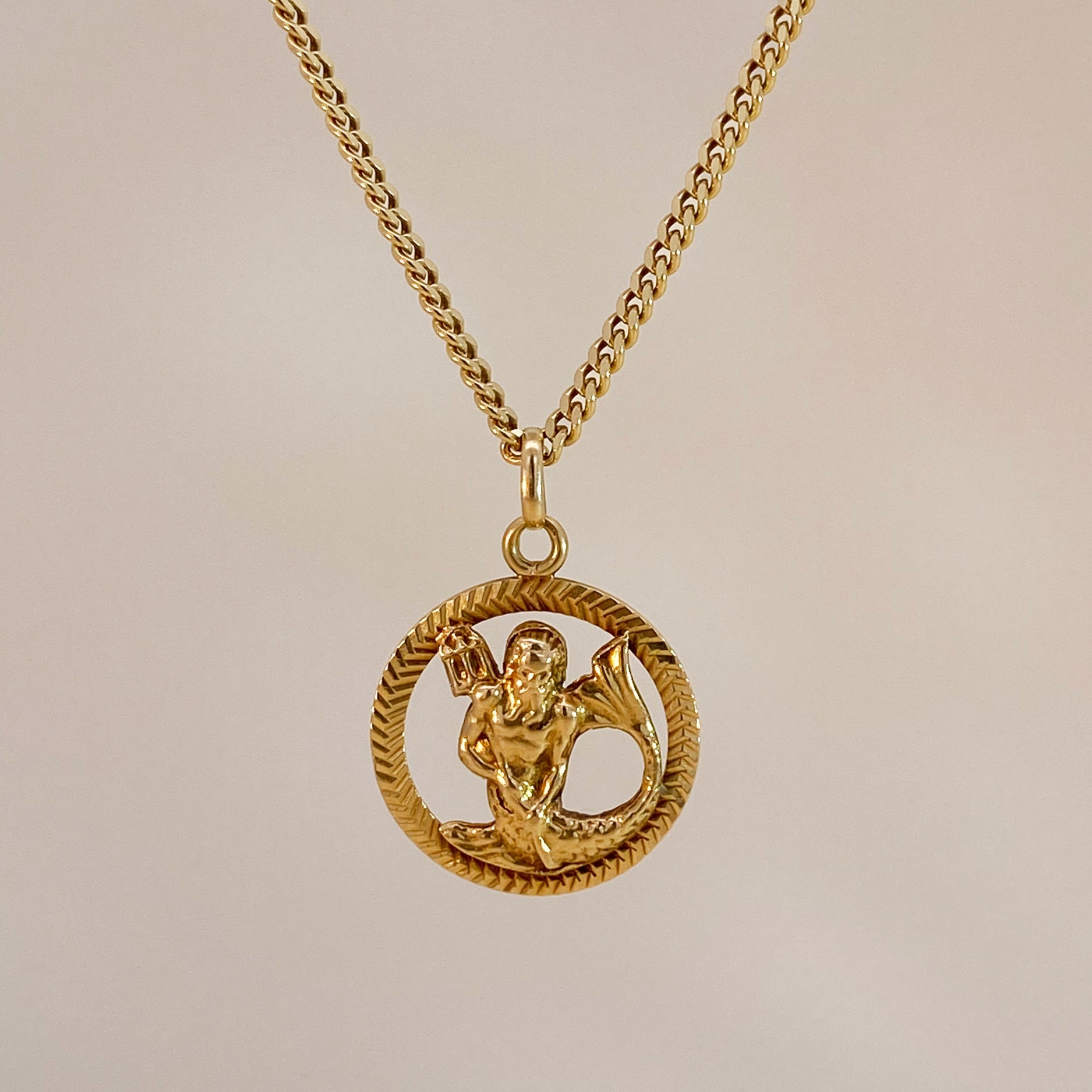 Vintage Aquarius Pendant Necklace