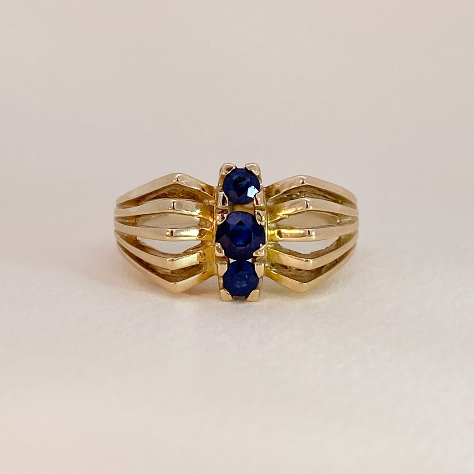 Vintage Bold Sapphire Trio Ring