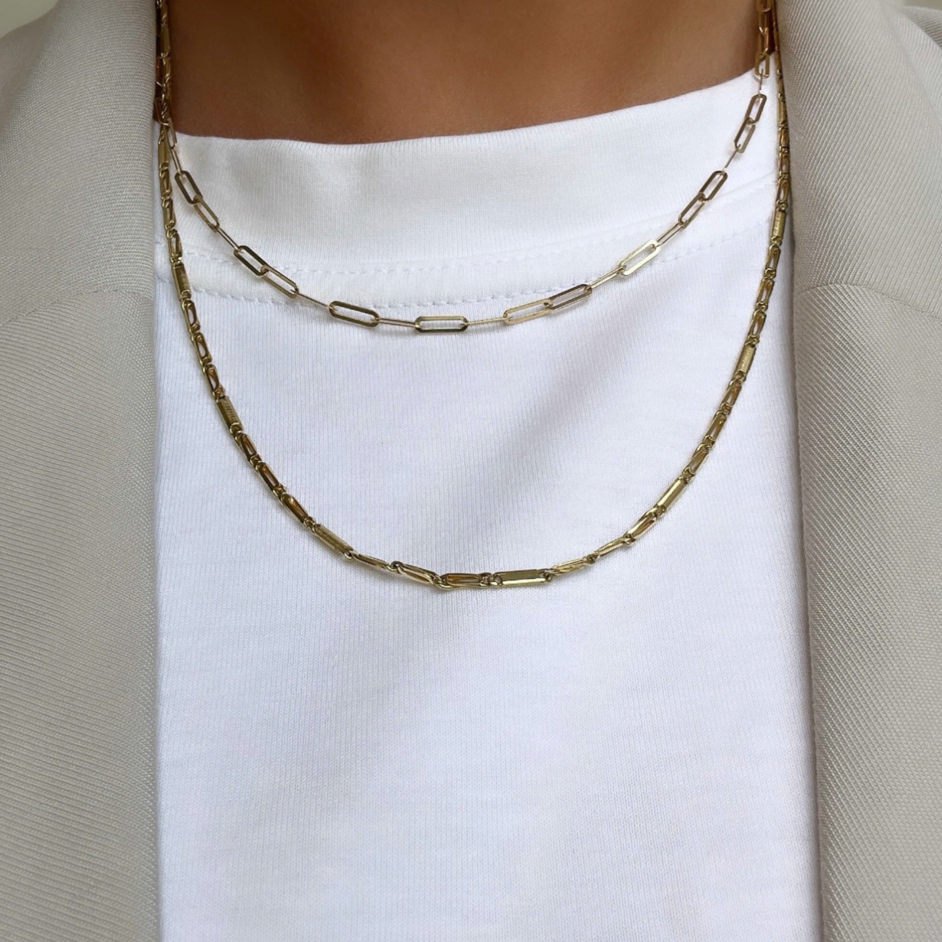 Vintage Rectangular Link Necklace Golden