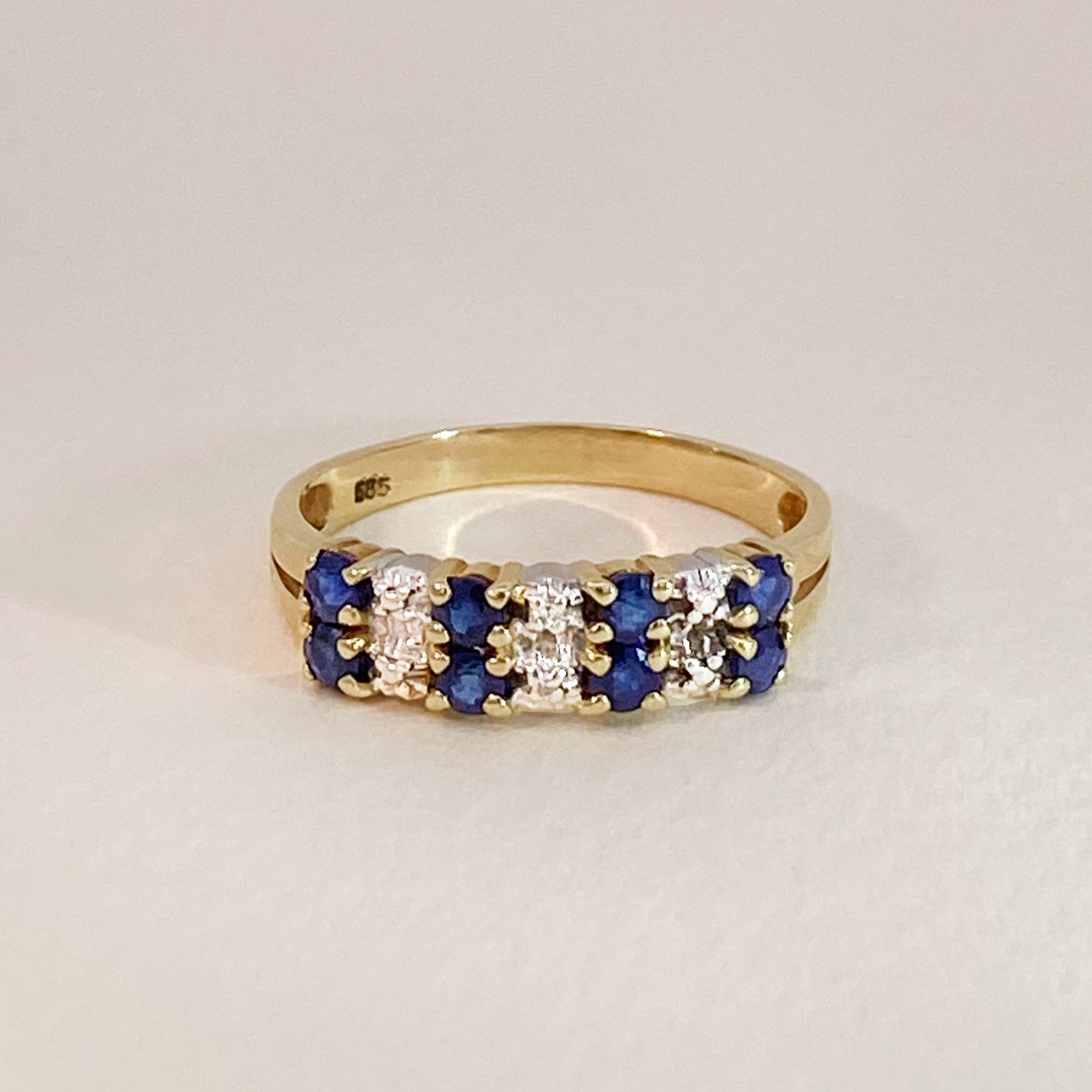 Vintage ring diamant saffier